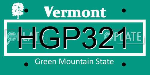 HGP321 Vermont License Plate