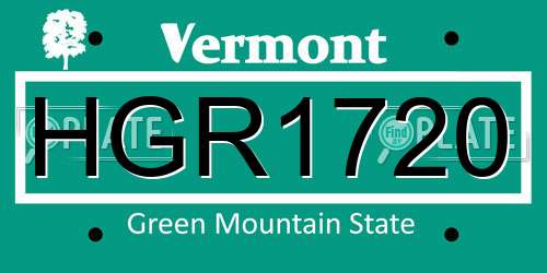 HGR1720 Vermont License Plate