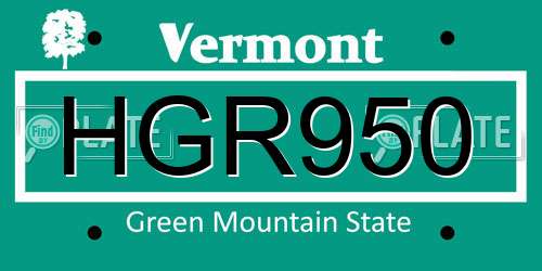 HGR950 Vermont License Plate