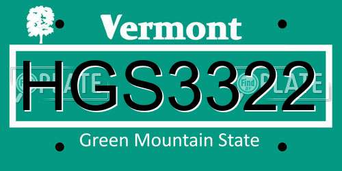 HGS3322 Vermont License Plate