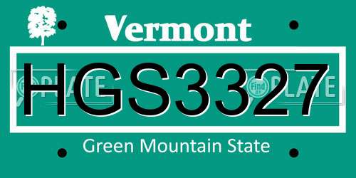HGS3327 Vermont License Plate