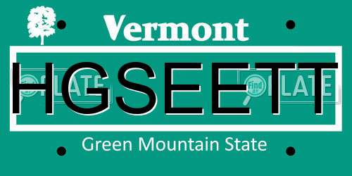 HGSEETT Vermont License Plate