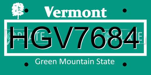 HGV7684 Vermont License Plate