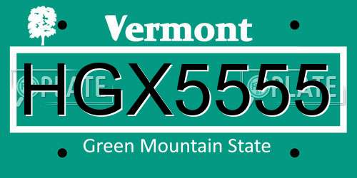 HGX5555 Vermont License Plate