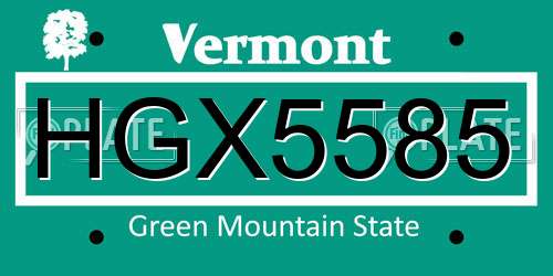 HGX5585 Vermont License Plate