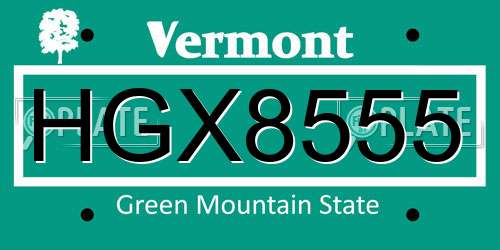 HGX8555 Vermont License Plate
