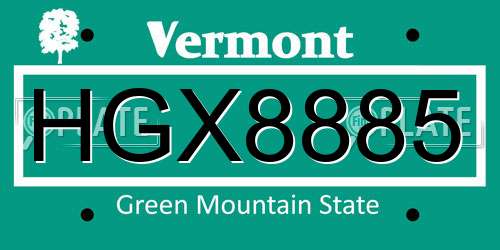 HGX8885 Vermont License Plate