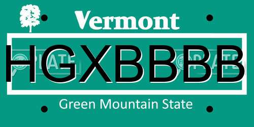 HGXBBBB Vermont License Plate