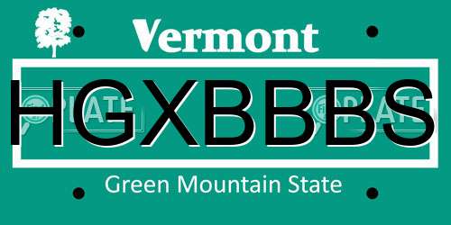 HGXBBBS Vermont License Plate