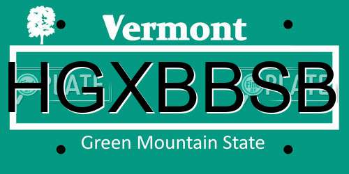 HGXBBSB Vermont License Plate