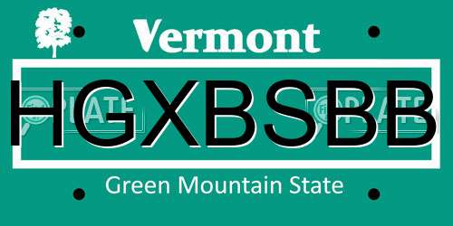 HGXBSBB Vermont License Plate