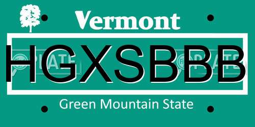 HGXSBBB Vermont License Plate