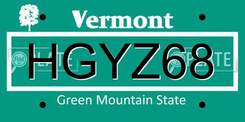 HGYZ68 Vermont License Plate