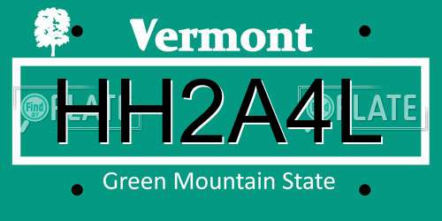 HH2A4L Vermont License Plate