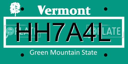 HH7A4L Vermont License Plate