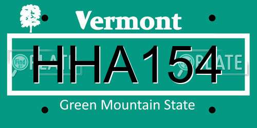 HHA154 Vermont License Plate