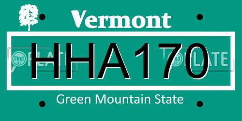 HHA170 Vermont License Plate