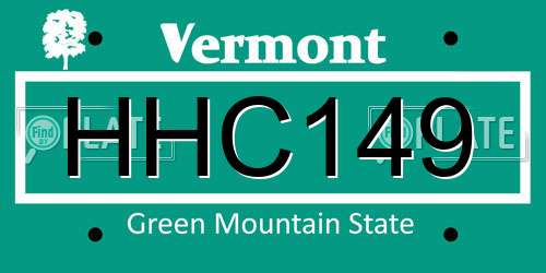 HHC149 Vermont License Plate