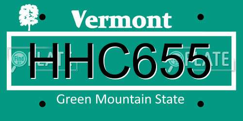 HHC655 Vermont License Plate