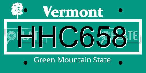 HHC658 Vermont License Plate