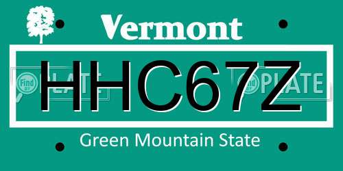 HHC67Z Vermont License Plate