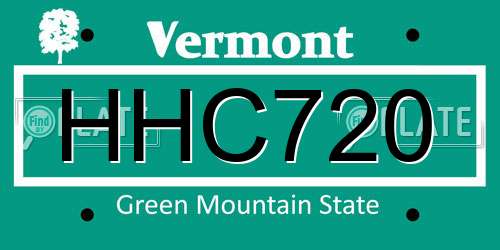 HHC720 Vermont License Plate