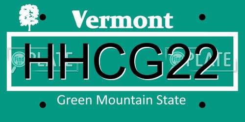 HHCG22 Vermont License Plate