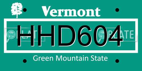 HHD604 Vermont License Plate