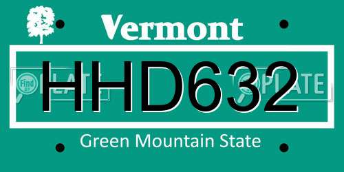 HHD632 Vermont License Plate