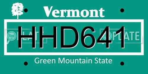 HHD641 Vermont License Plate