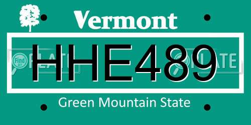 HHE489 Vermont License Plate