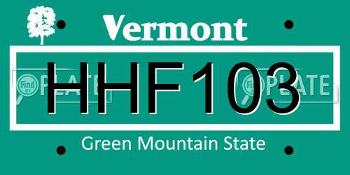 HHF103 Vermont License Plate