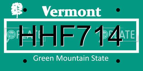 HHF714 Vermont License Plate