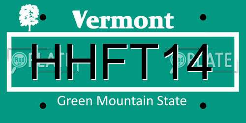 HHFT14 Vermont License Plate