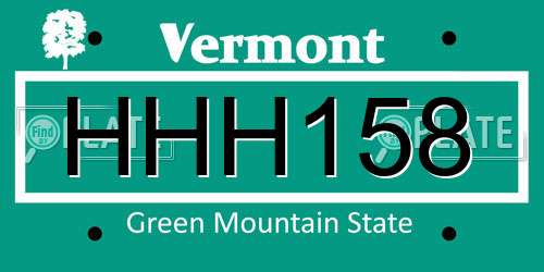 HHH158 Vermont License Plate