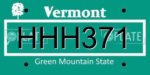 HHH371 Vermont License Plate