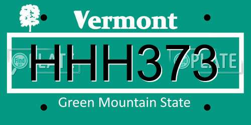 HHH373 Vermont License Plate