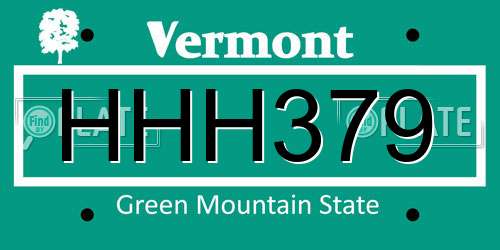 HHH379 Vermont License Plate