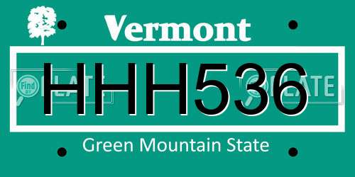 HHH536 Vermont License Plate