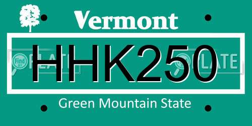 HHK250 Vermont License Plate