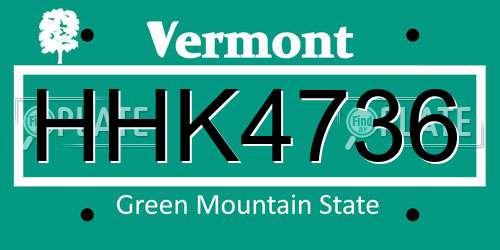 HHK4736 Vermont License Plate