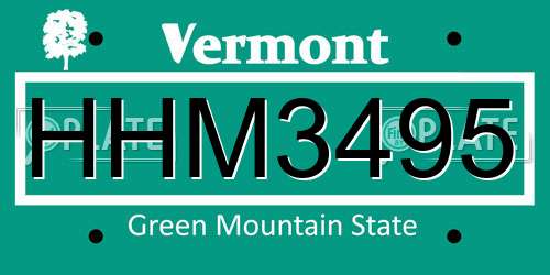 HHM3495 Vermont License Plate
