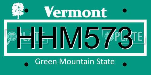 HHM573 Vermont License Plate