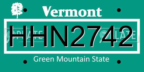 HHN2742 Vermont License Plate