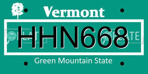 HHN668 Vermont License Plate