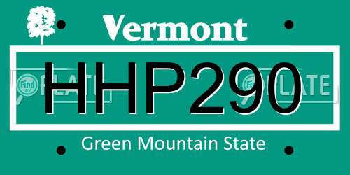 HHP290 Vermont License Plate