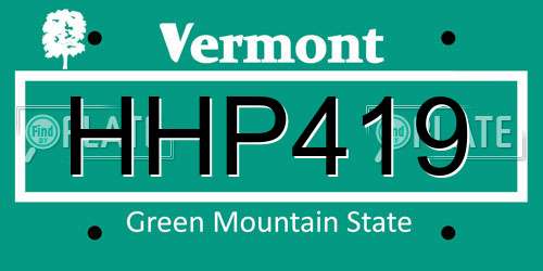 HHP419 Vermont License Plate
