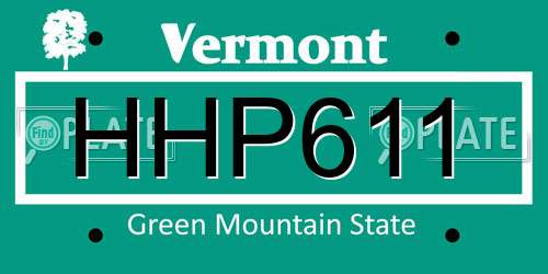 HHP611 Vermont License Plate