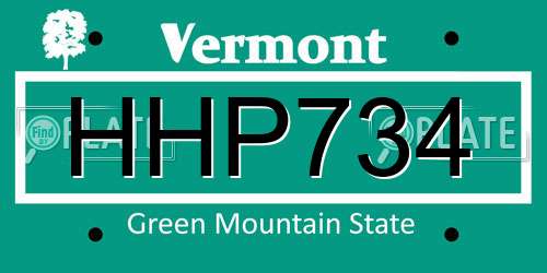 HHP734 Vermont License Plate