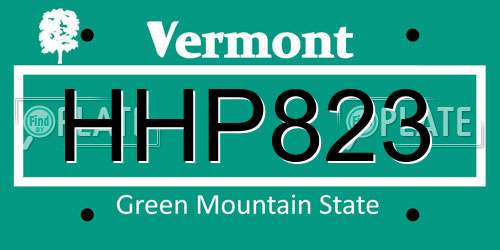 HHP823 Vermont License Plate